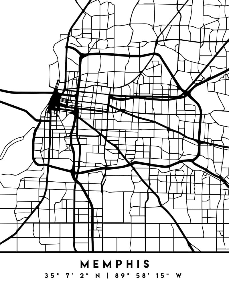 Memphis City Map by Emiliano Deificus — canvas wall art