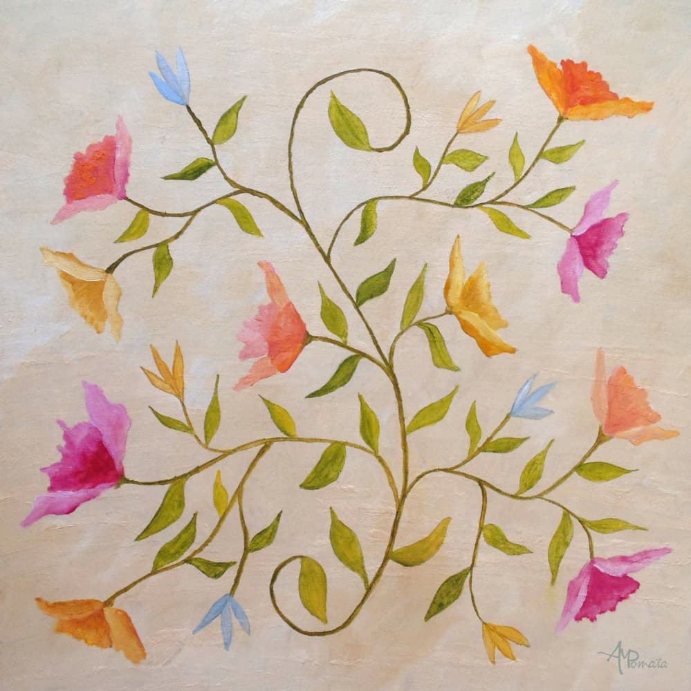 Colorful Floral Vines by Angeles M. Pomata — canvas wall art