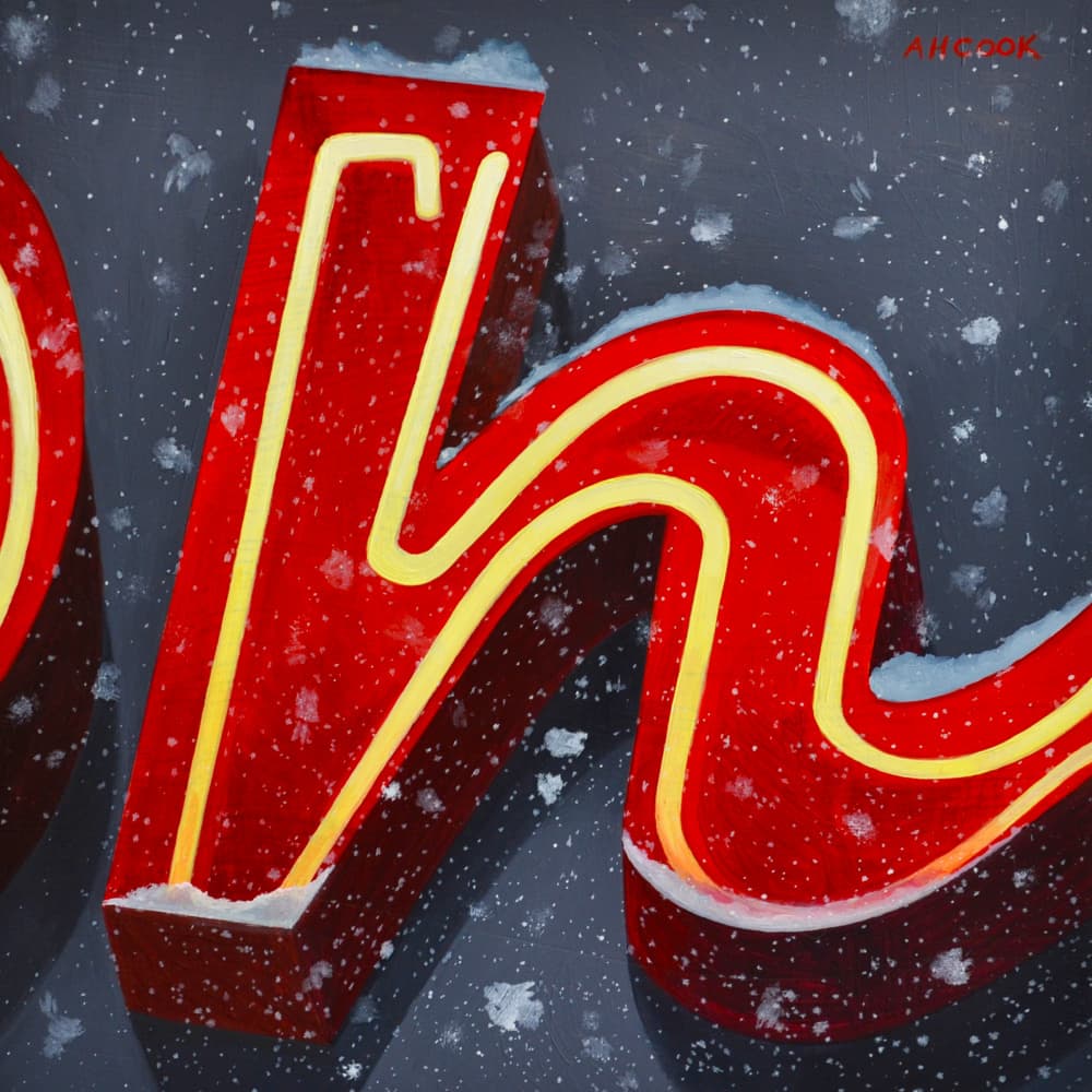 Snowy Neon Letters by Amanda Hope Cook — canvas wall art