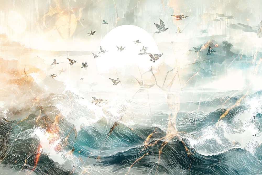 Birds Over Golden Waves by Rafal Kulik — canvas wall art