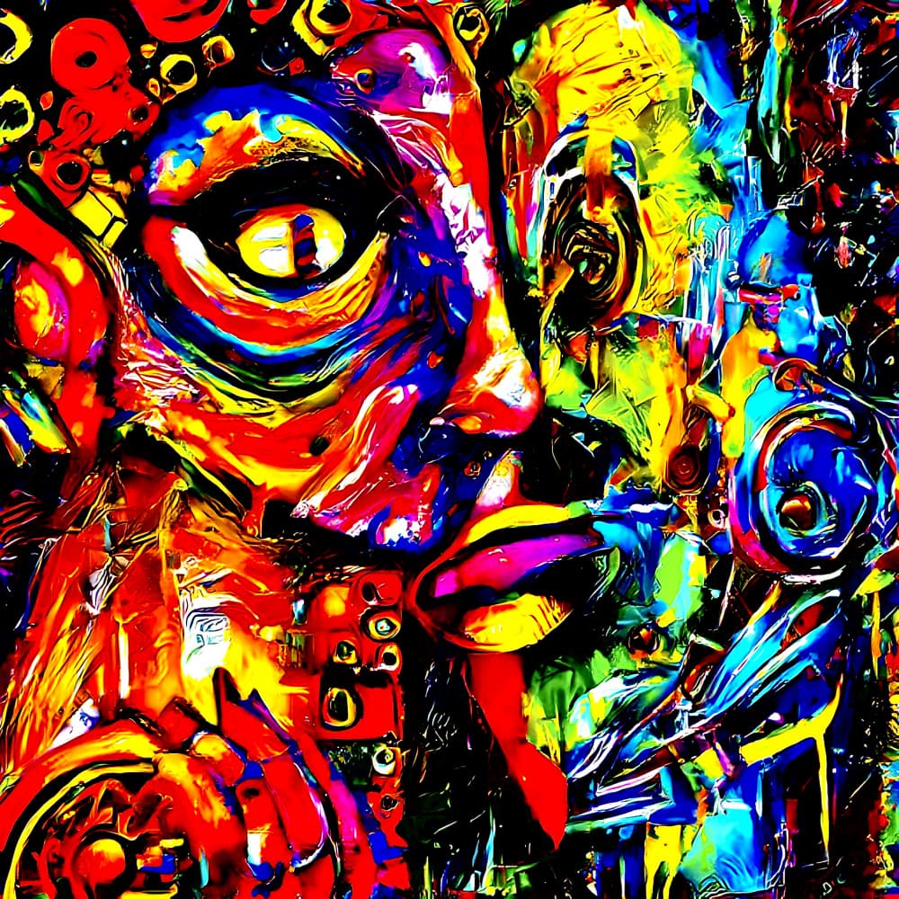 Colorful Abstract Portrait by mnemonixART — canvas wall art