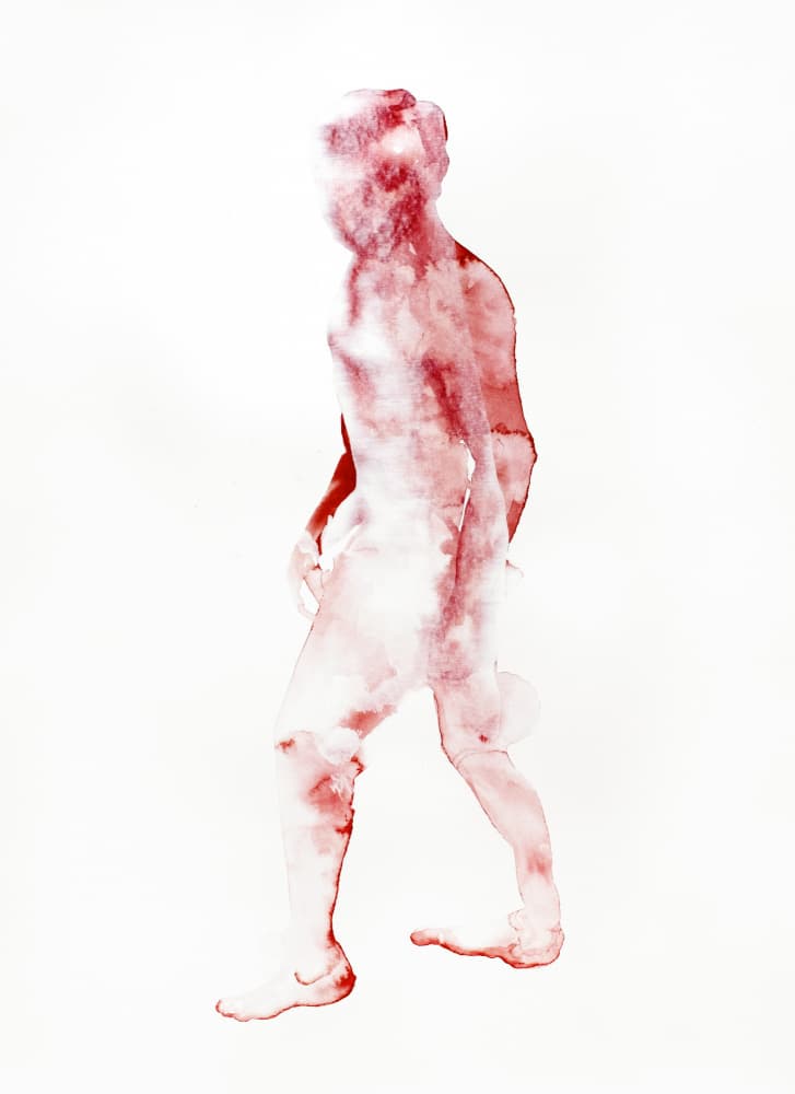 Red Walking Figure by Joshua Hoskins — canvas wall art