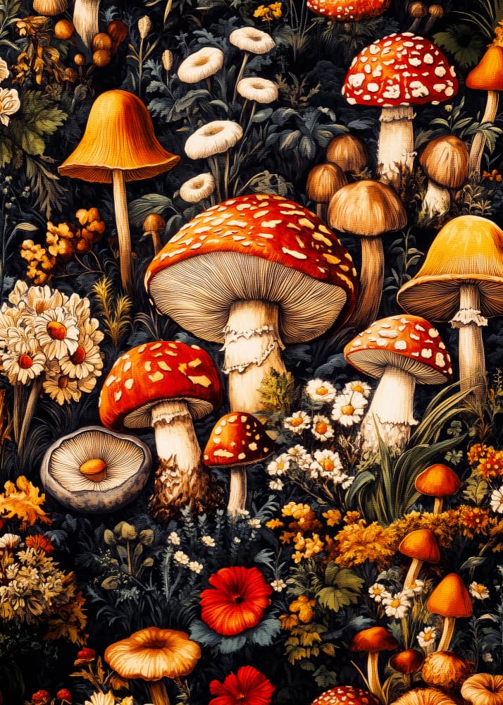 Enchanted Mushroom Forest by Justyna Jaszke — canvas wall art