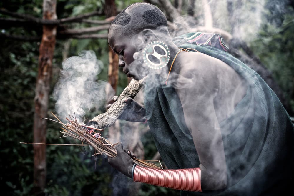 African Smoke Ritual by Trevor Cole — canvas wall art