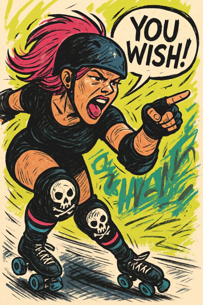 You Wish Roller Girl by Natalie Bruns — canvas wall art