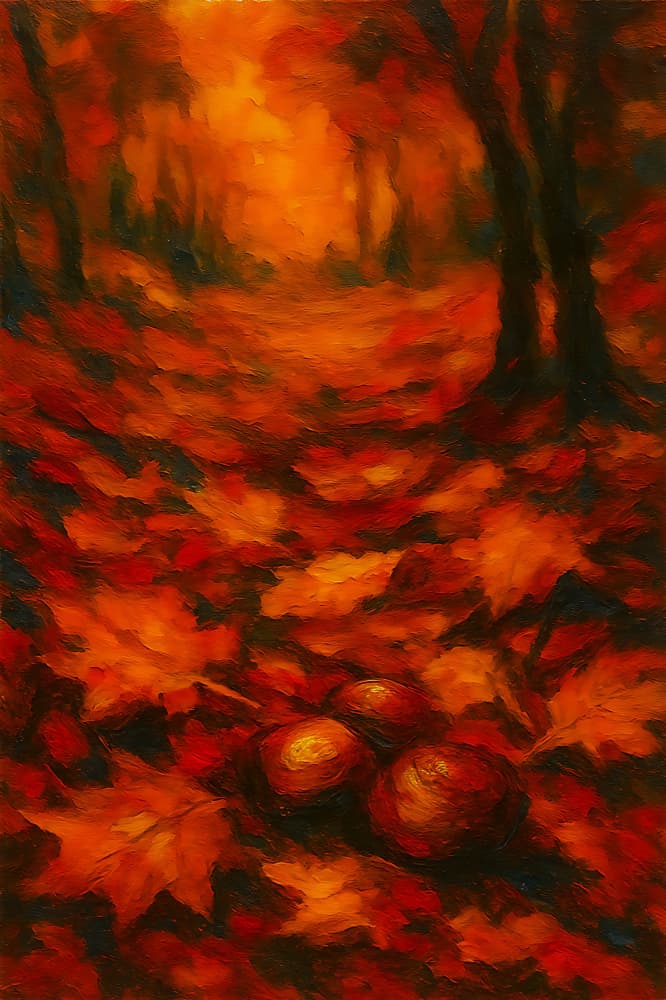 Autumn Forest Chestnuts by HUGO — canvas wall art