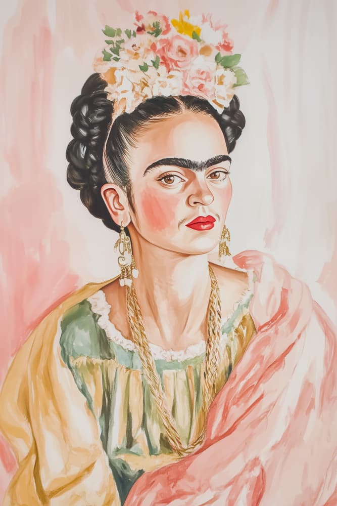 Woman with Flower Crown by Melloi Art Prints — canvas wall art