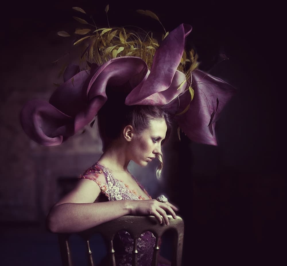 Elegant Woman Purple Hat by kenp — canvas wall art