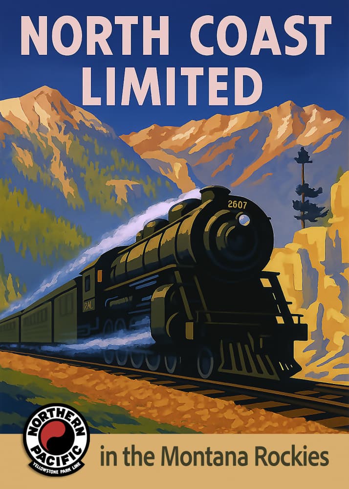Vintage Mountain Express by Osvaldo Russo — canvas wall art