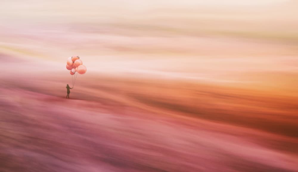 Pink Balloons Dreamscape by Uschi Hermann — canvas wall art