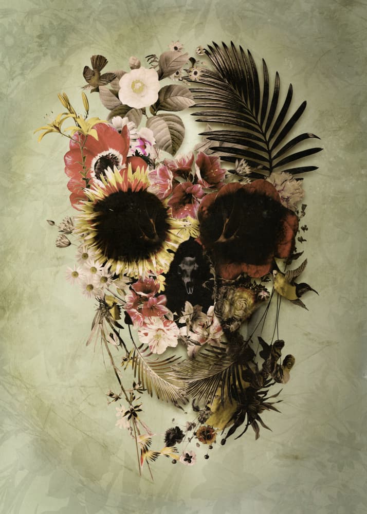 Vintage Floral Skull by Ali Gulec — canvas wall art