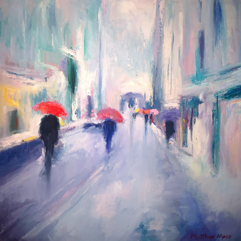 Rainy City Umbrellas by Matthys Moss — canvas wall art