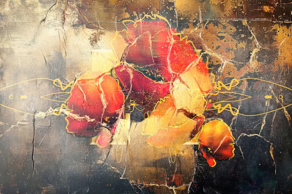 Golden Abstract Forms by Rafal Kulik — canvas wall art