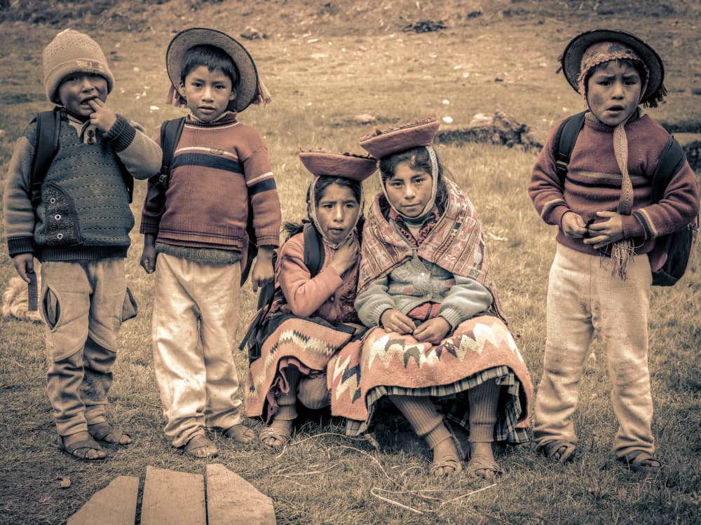 Andean Village Children by Eyal Alcalay — canvas wall art