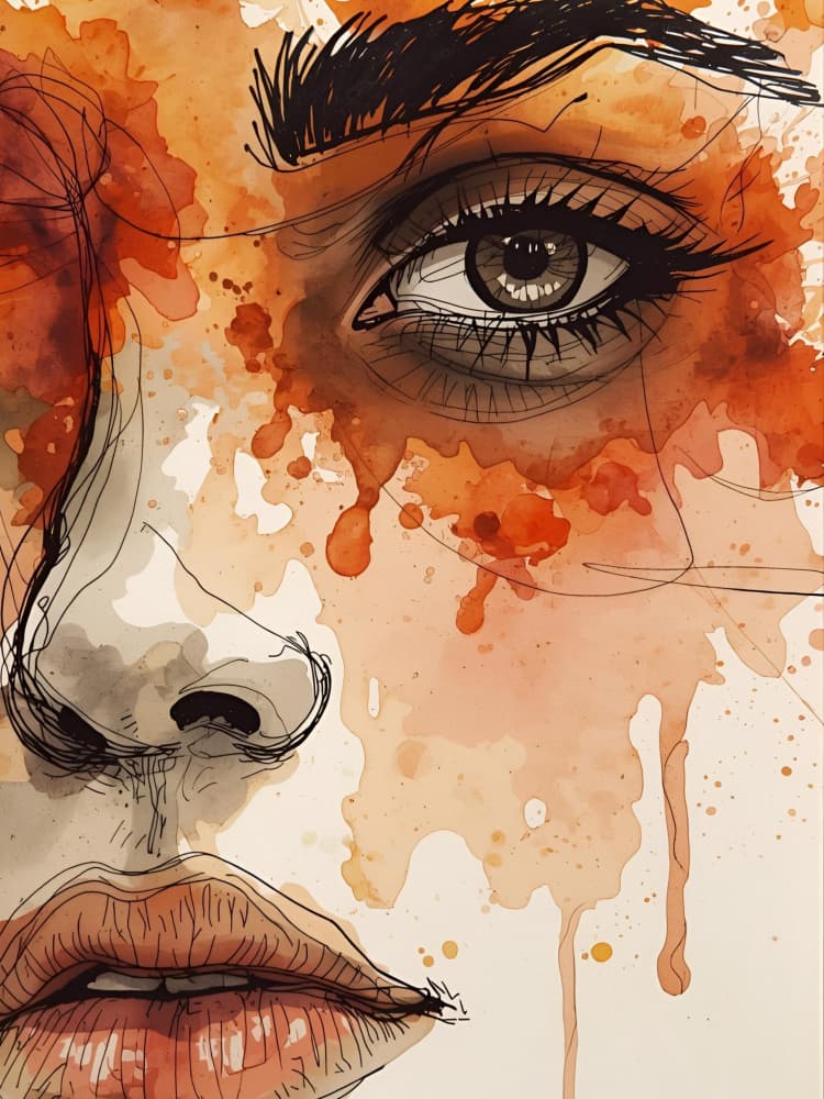Expressive Orange Gaze by Ohkimiko — canvas wall art