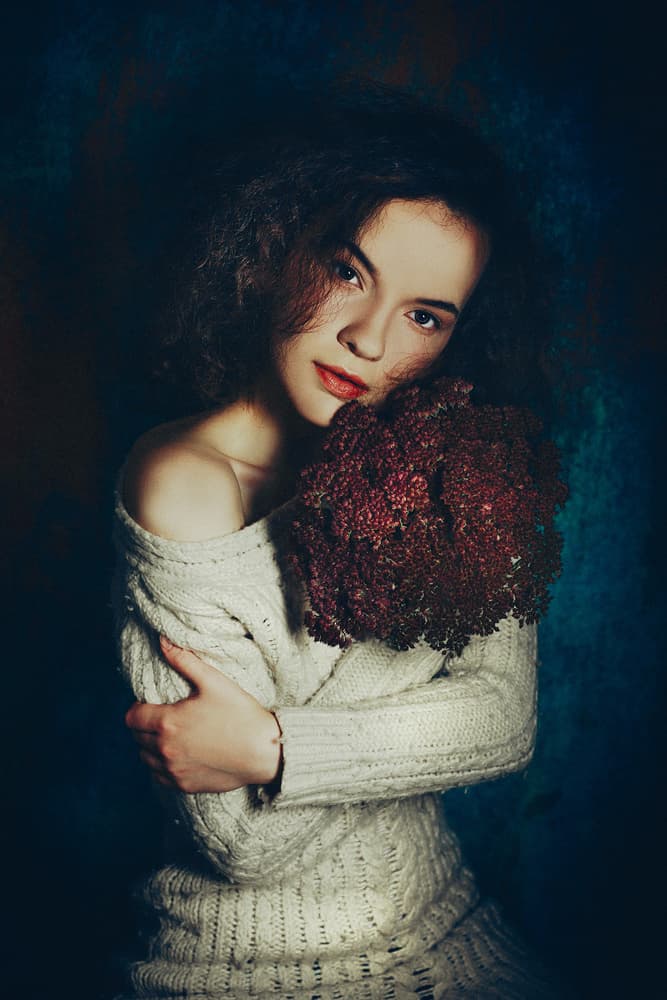 Pensive Woman Dark Bloom by Ruslan Bolgov — canvas wall art