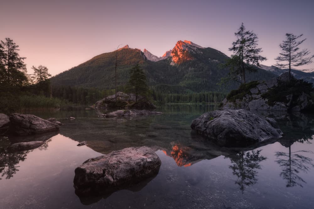 Golden Mountain Reflections by Ludwig Riml — canvas wall art