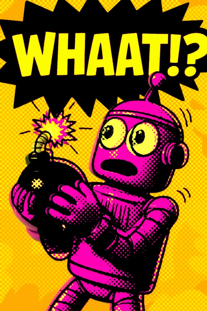 Pink Robot Bomb Scare by ERM — canvas wall art