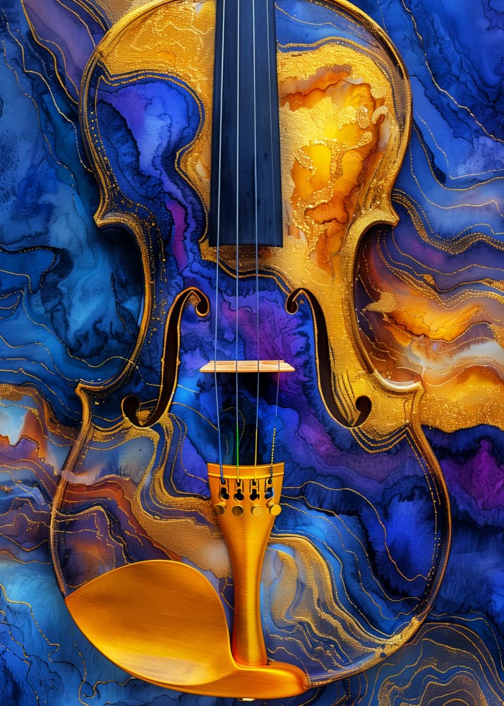 Fluid Gold Violin by Justyna Jaszke — canvas wall art