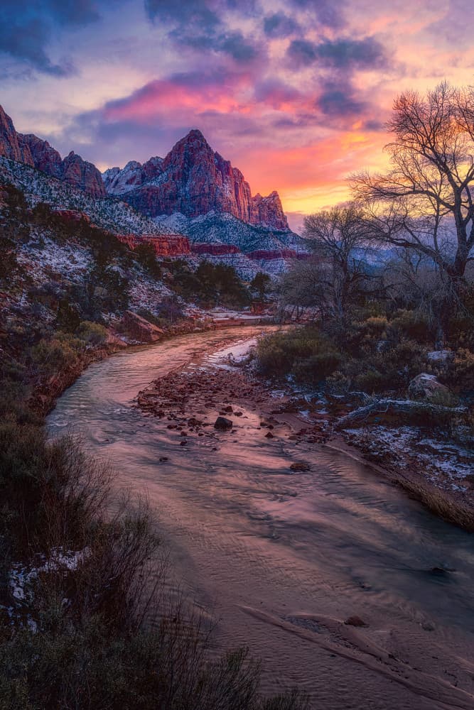 Winter River Sunset by Mei Xu — canvas wall art