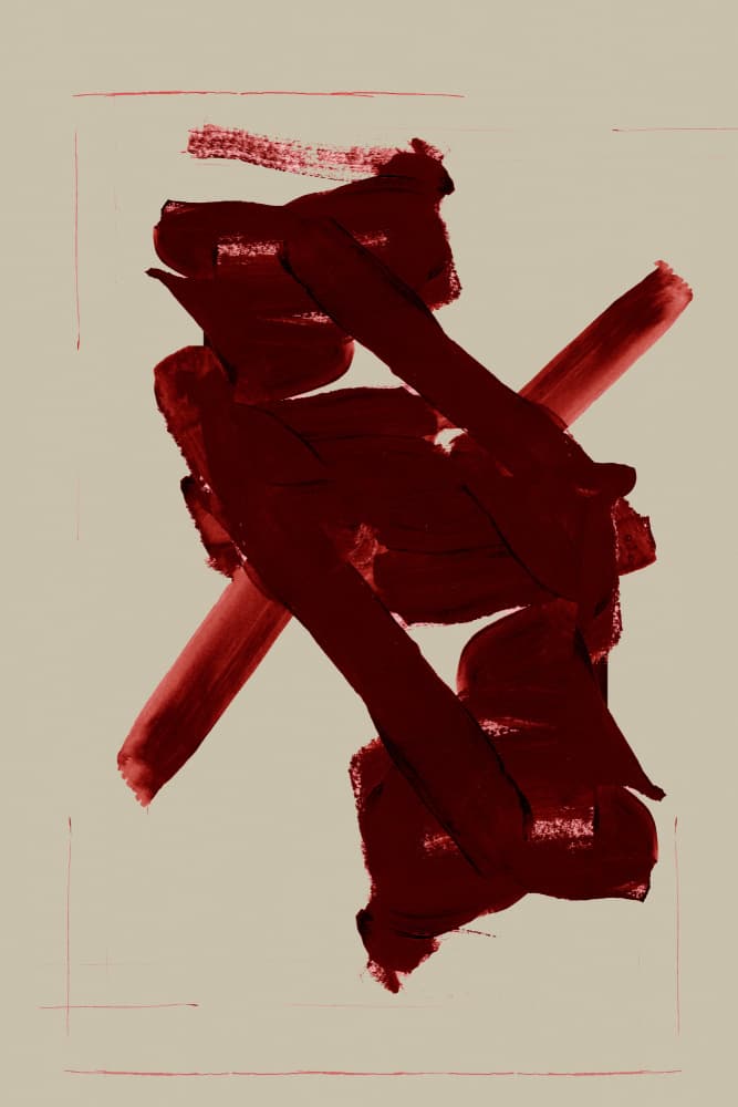 Crimson Abstract Strokes by cartissi — canvas wall art