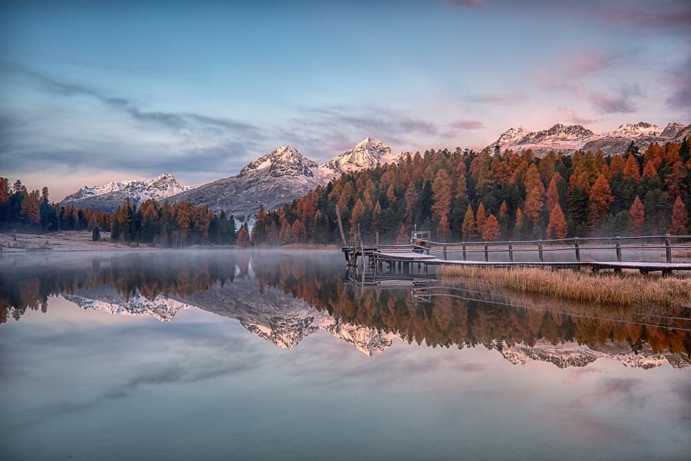 Misty Alpine Autumn Morning by Judith Kuhn — canvas wall art