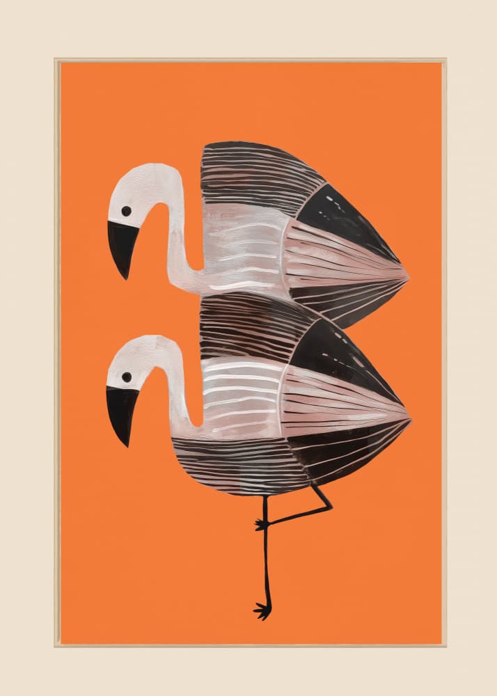 Stylized Orange Flamingos by City Art — canvas wall art