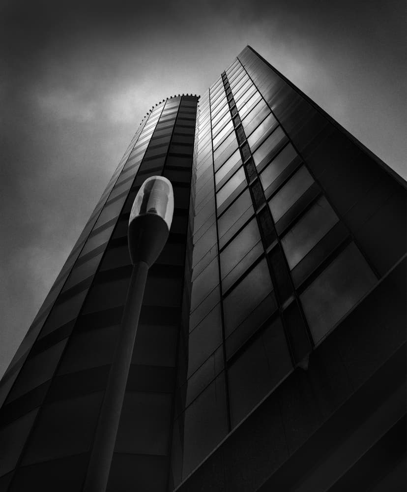 Streetlamp And Skyscraper by Jef Van den Houte — canvas wall art