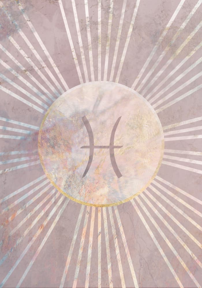 Blush Pisces Sunburst by Sarah Manovski — canvas wall art