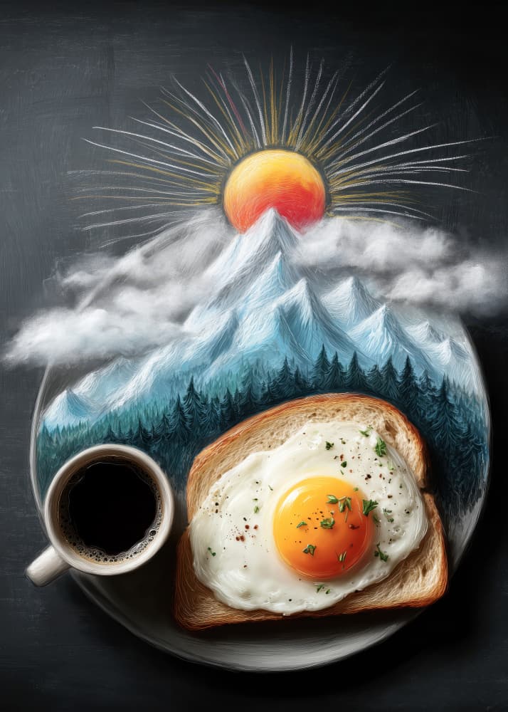Sunrise Mountain Breakfast by Justyna Jaszke — canvas wall art