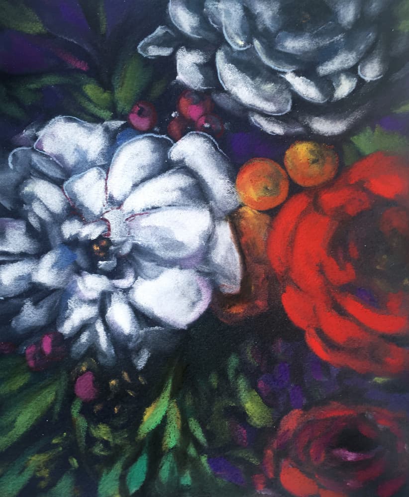 Lush Dark Blooms by Christine Lindstrom — canvas wall art