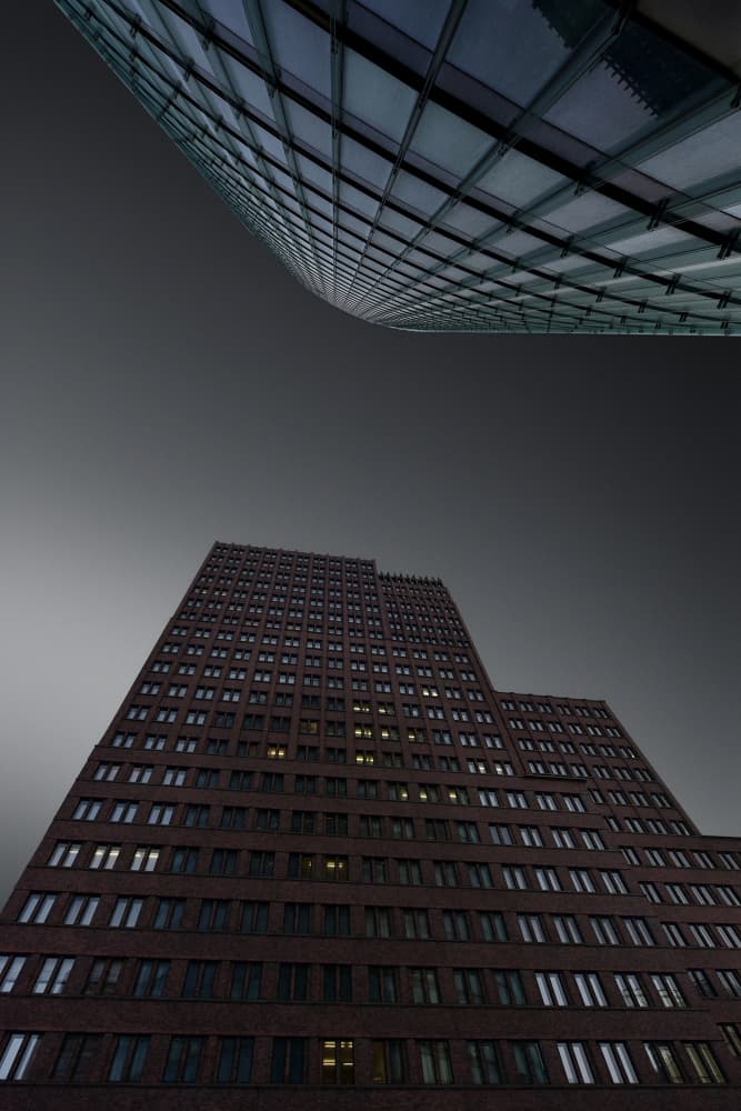 Towering Urban Geometry by Jorge Pimenta — canvas wall art