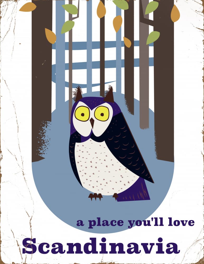 Whimsical Scandinavian Owl by Nicholas — canvas wall art