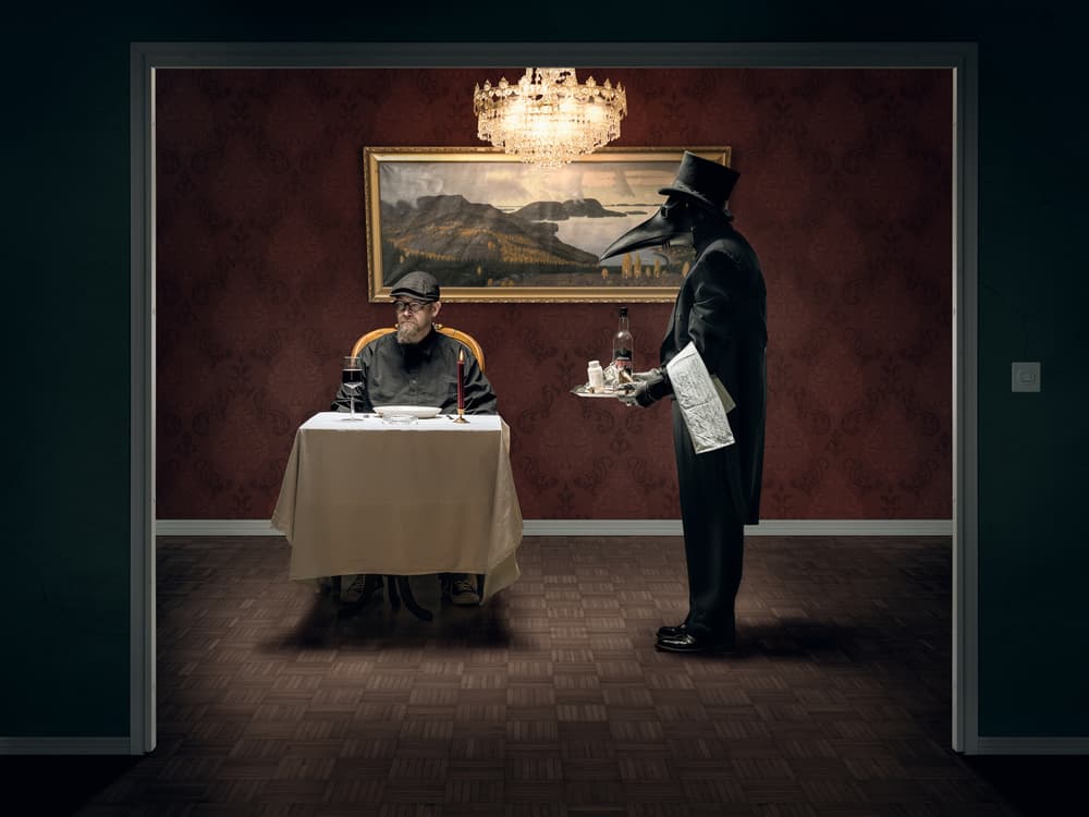 Plague Doctor Dinner by Petri Damstén — canvas wall art