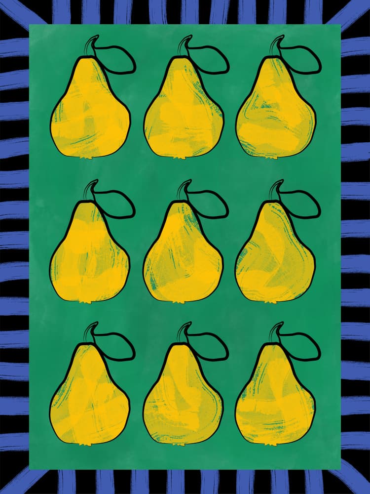 Vibrant Pears Grid by Elena Ristova — canvas wall art