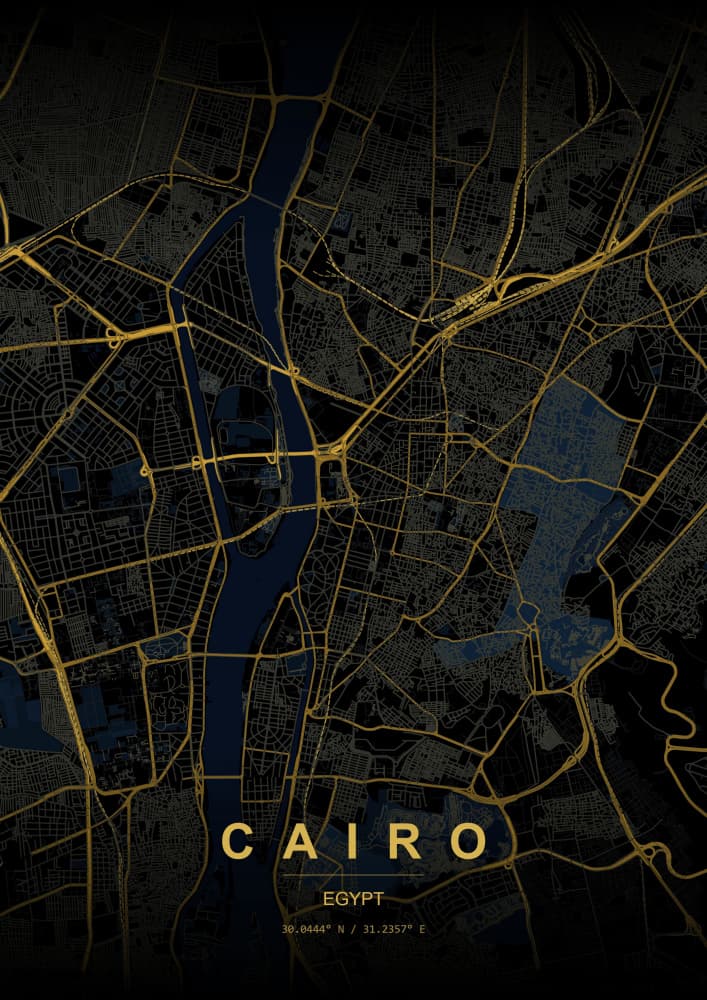 Golden Cairo Map by HUGO — canvas wall art