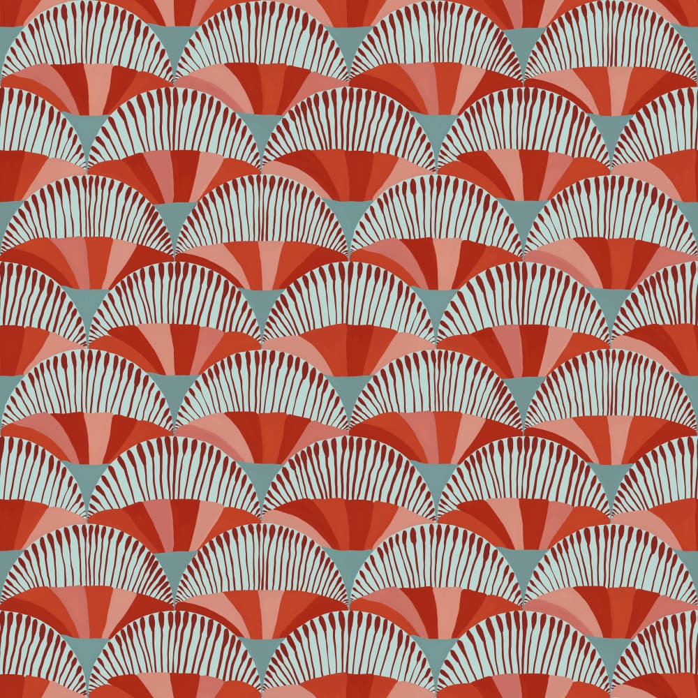 Terracotta Fan Pattern by VOLHA RAMANCHUK — canvas wall art