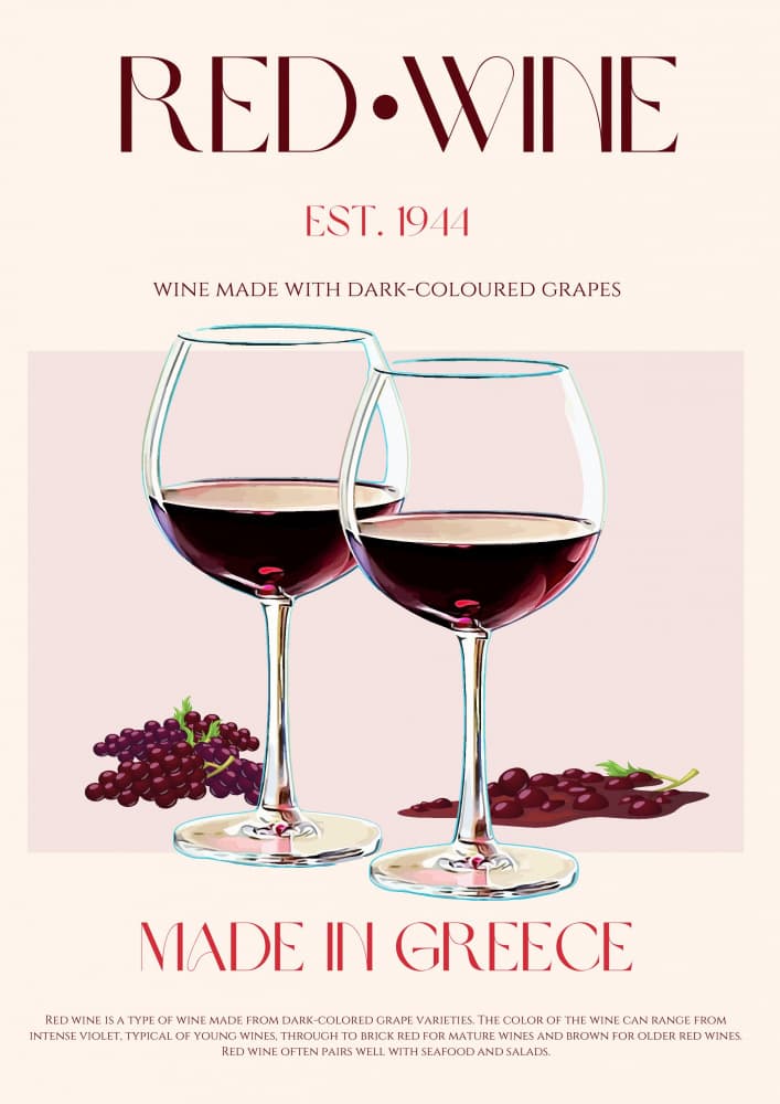 Vintage Greek Red Wine by Nazma Khokhar — canvas wall art