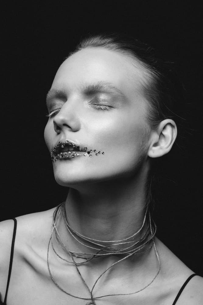 Beaded Lips Portrait by Artem Vasilenko — canvas wall art