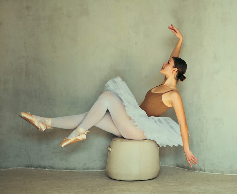 Graceful Ballerina Pose by Offer Ellbogen — canvas wall art