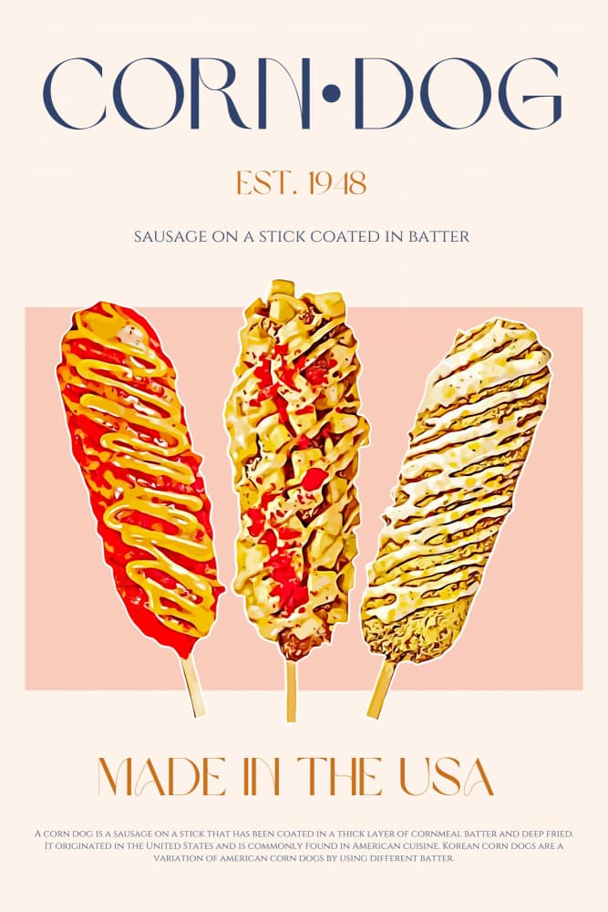 Corn Dog Trio by Nazma Khokhar — canvas wall art