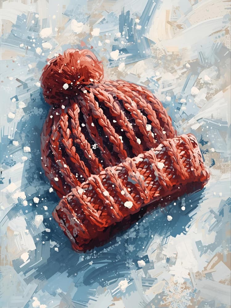 Cozy Red Winter Hat by Ohkimiko — canvas wall art