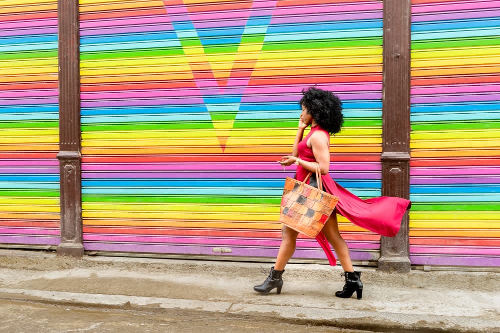 Vibrant Woman Rainbow Wall by Joan Gil Raga — canvas wall art