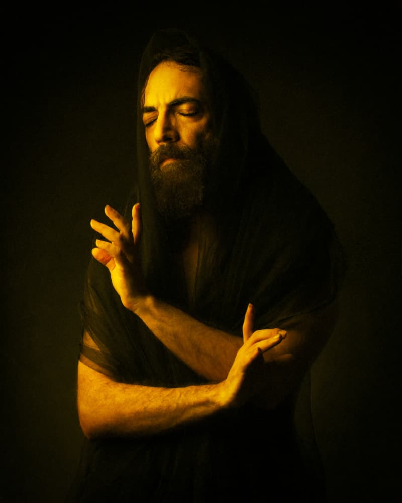 Mystic Man Golden Light by Mehdi Mokhtari — canvas wall art