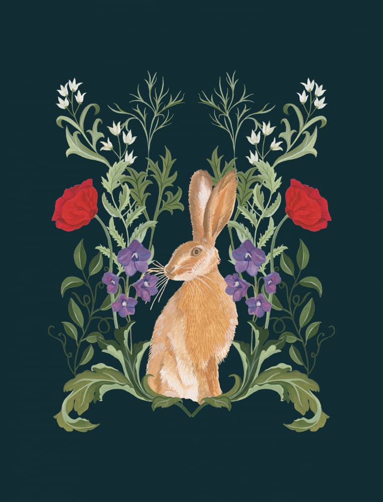 Elegant Botanical Hare by Anjana Mistry — canvas wall art