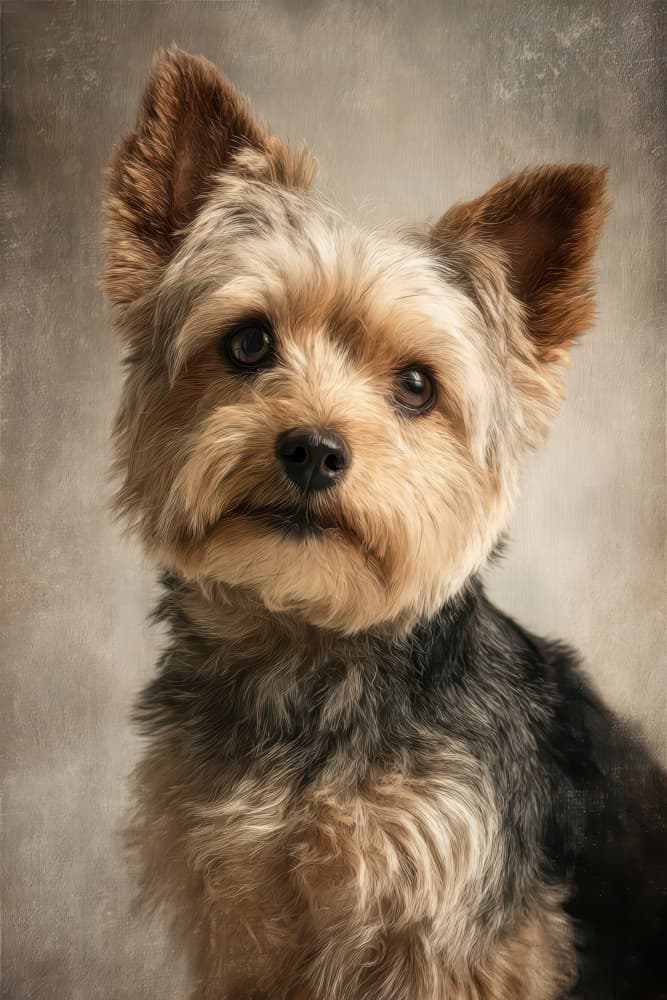 Curious Yorkie Portrait by Rafal Kulik — canvas wall art