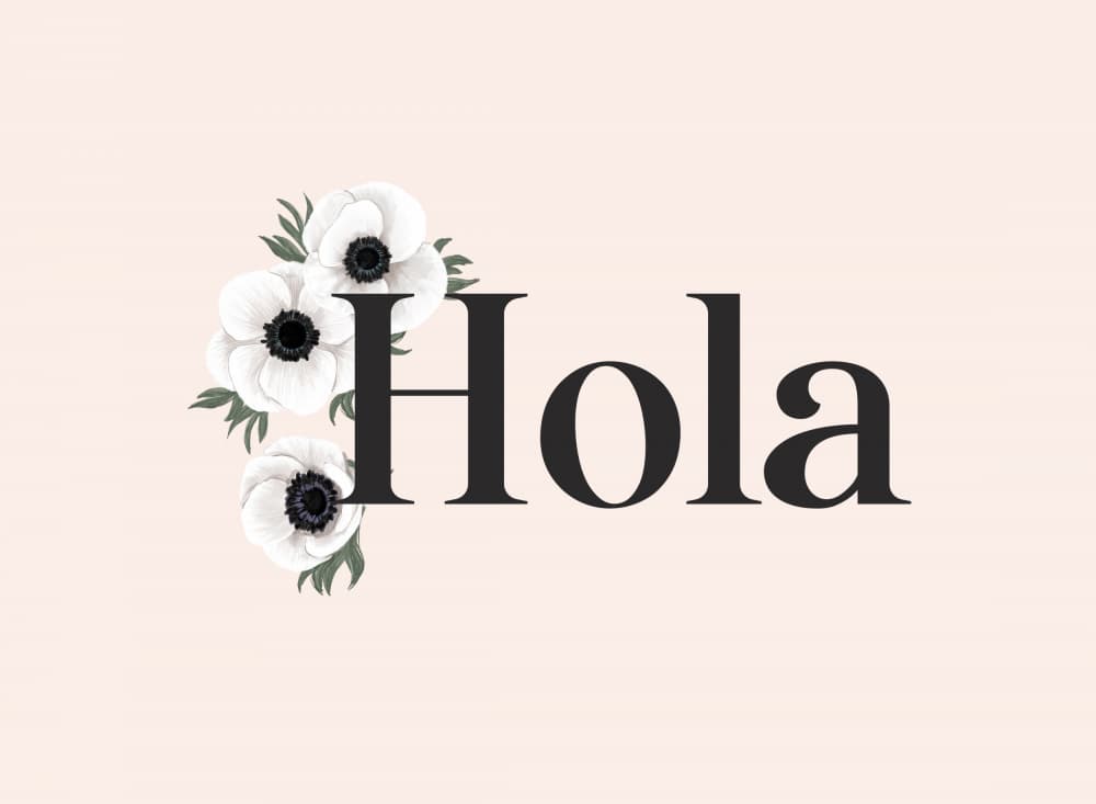 Hola Floral Greeting by Rosana Laiz Blursbyai — canvas wall art