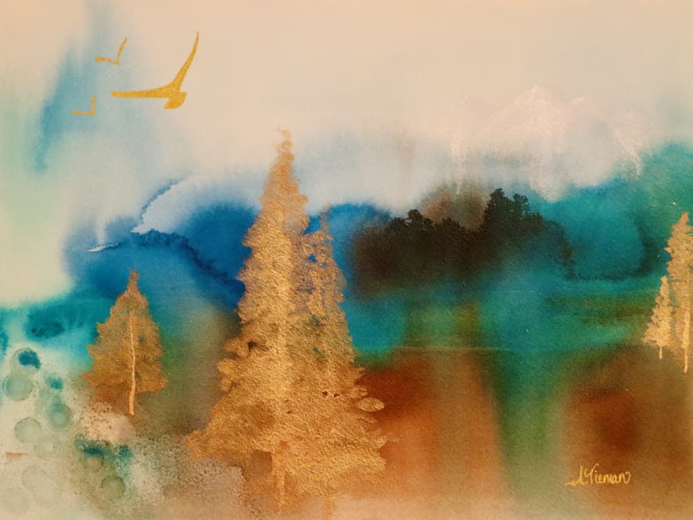 Golden Forest Mist by Amy Tieman — canvas wall art