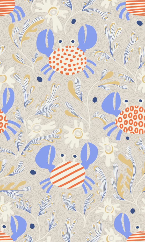 Playful Ocean Crabs by Annick — canvas wall art