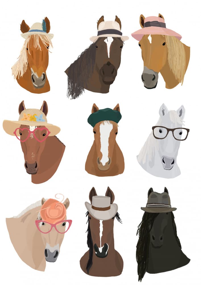Horses In Hats by Hanna Melin — canvas wall art